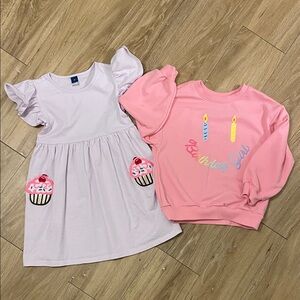 Toddler Girls Birthday Dress + Crewneck Sweatshirt 5T